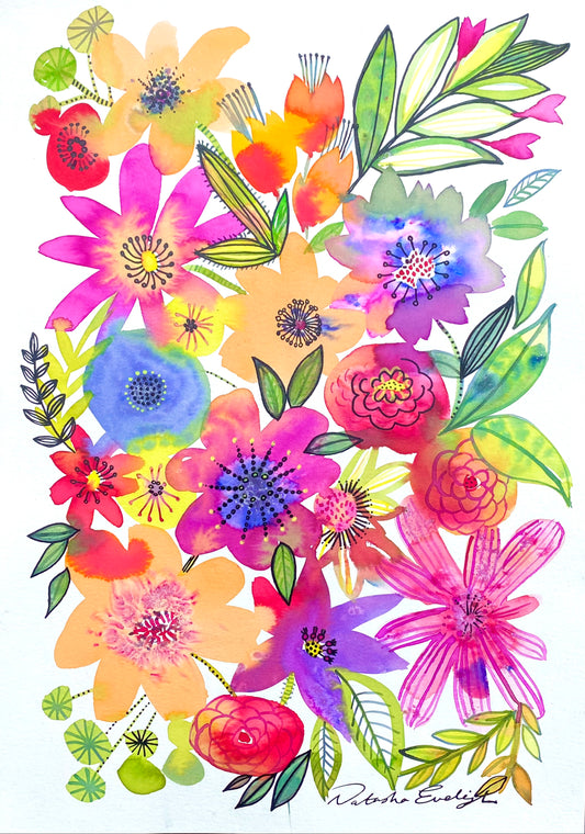 Happy Flowers - Watercolour