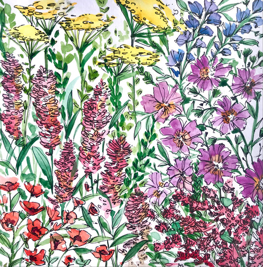 Watercolour floral 20 x 20 cm.