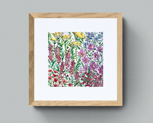 Watercolour floral 20 x 20 cm.